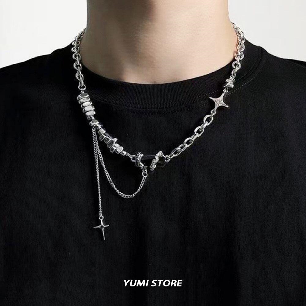 Men Accessories All - Collana con stella nera in acciaio