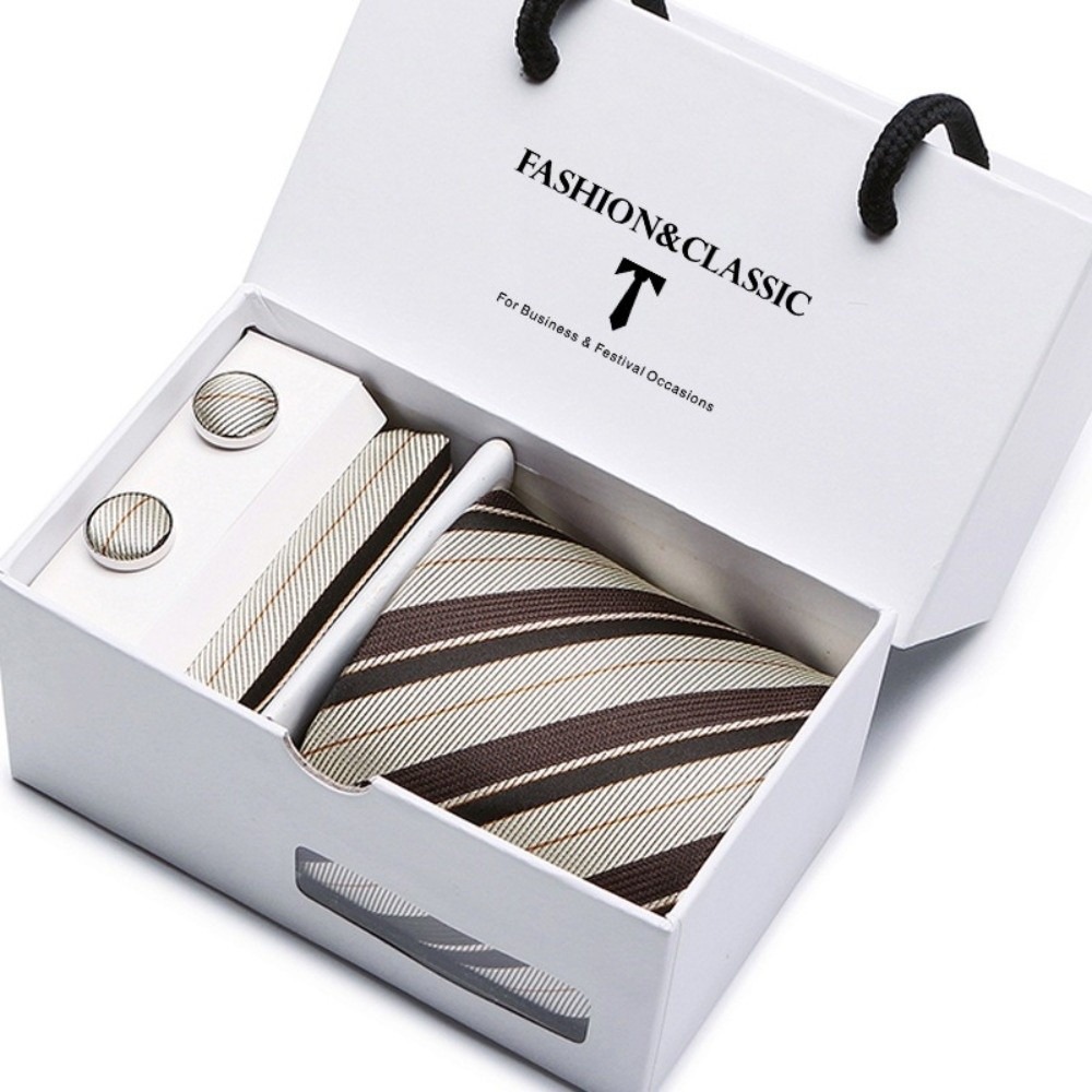 Neck Tie Set Box - Cravatta in seta jacquard intrecciata di